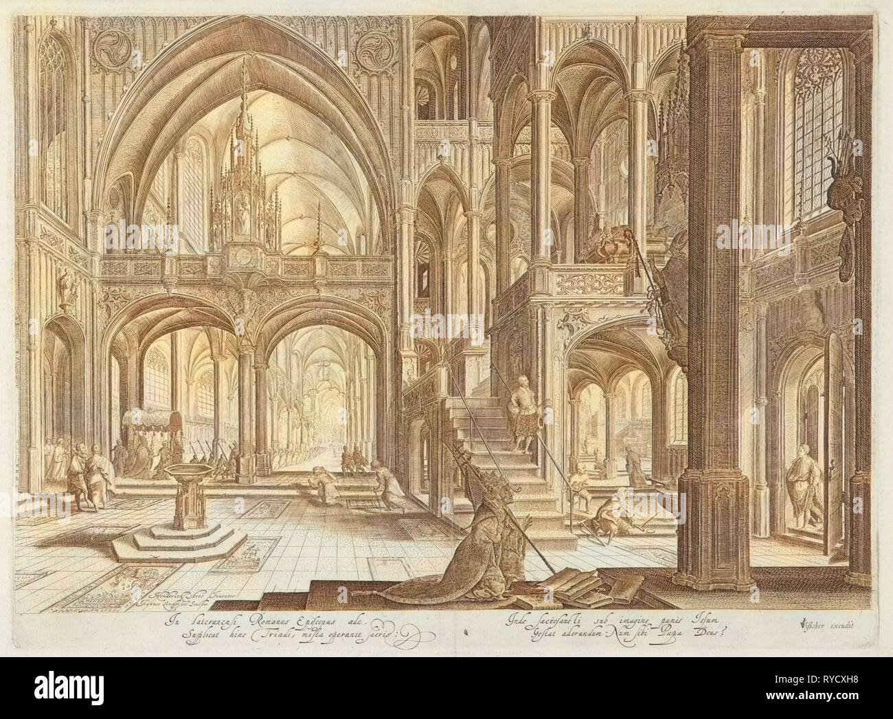 Innenraum von San Giovanni in Laterano in Rom, Jan van Londerseel, Claes Jansz. Visscher (II), 1601-1652 Stockfoto