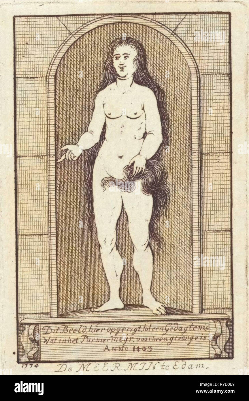 Nische mit der Statue einer Meerjungfrau, print-Hersteller: Caspar Jacobsz. Philips, 1774 Stockfoto
