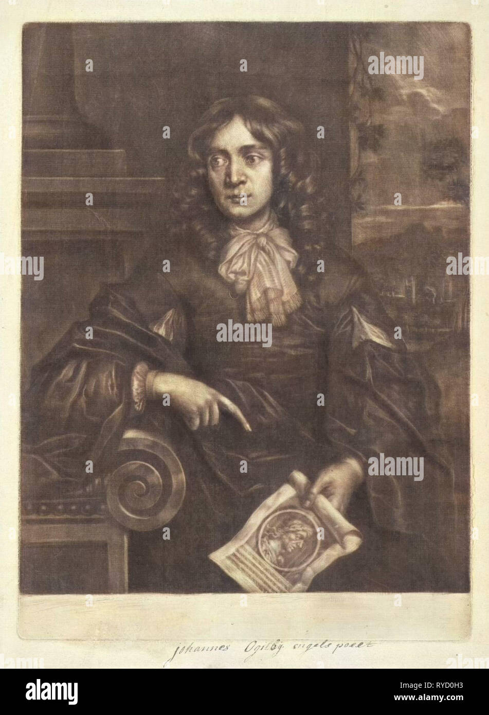 Porträt von John Ogilby, Paul van Somer (II), 1659-1704 Stockfoto