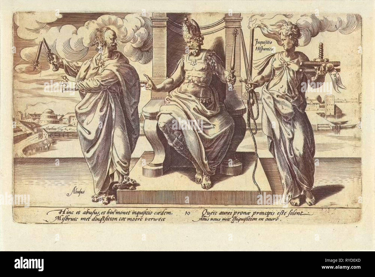 Korrupte Herrscher und die Spanische Inquisition begehen Mord, drucken Teekocher: Dirck Volckertsz Coornhert, Adriaan de Weerdt, Hendrick ich Hondius, 1604 Stockfoto Korrupte Herrscher und die Spanische Inquisition begehen Mord, drucken Teekocher: Dirck Volckertsz Coornhert, Adriaan de Weerdt, Hendrick ich Hondius, 1604 Stockfoto