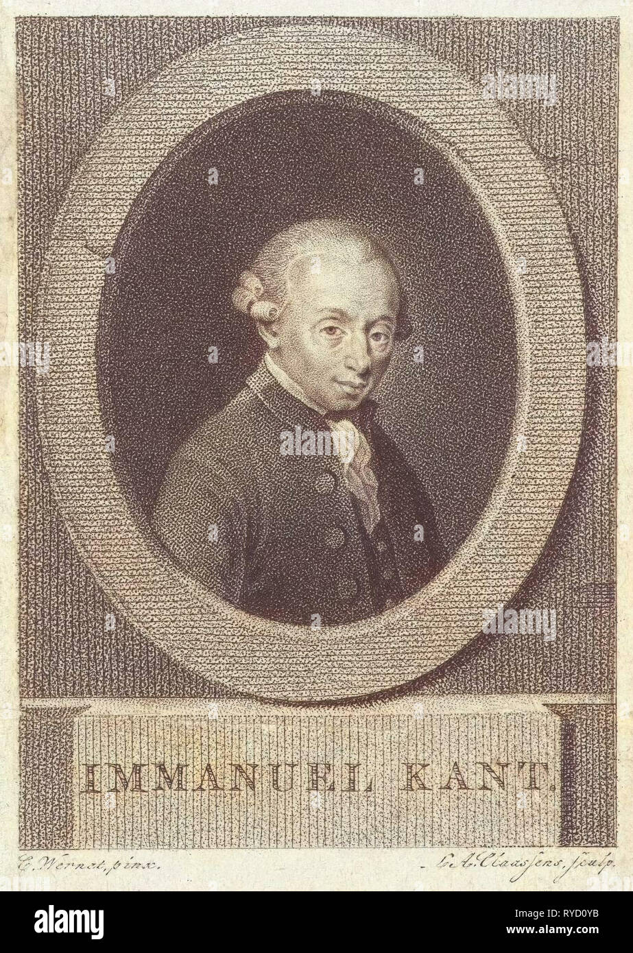 Porträt von Immanuel Kant, Lambertus Antonius Claessens, c. 1792 - c. 1808 Stockfoto