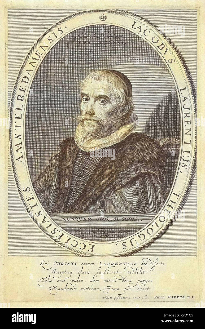 Porträt von James Lawrence, Theodor Matham, Johannes Philippus Pareus, 1642 Stockfoto