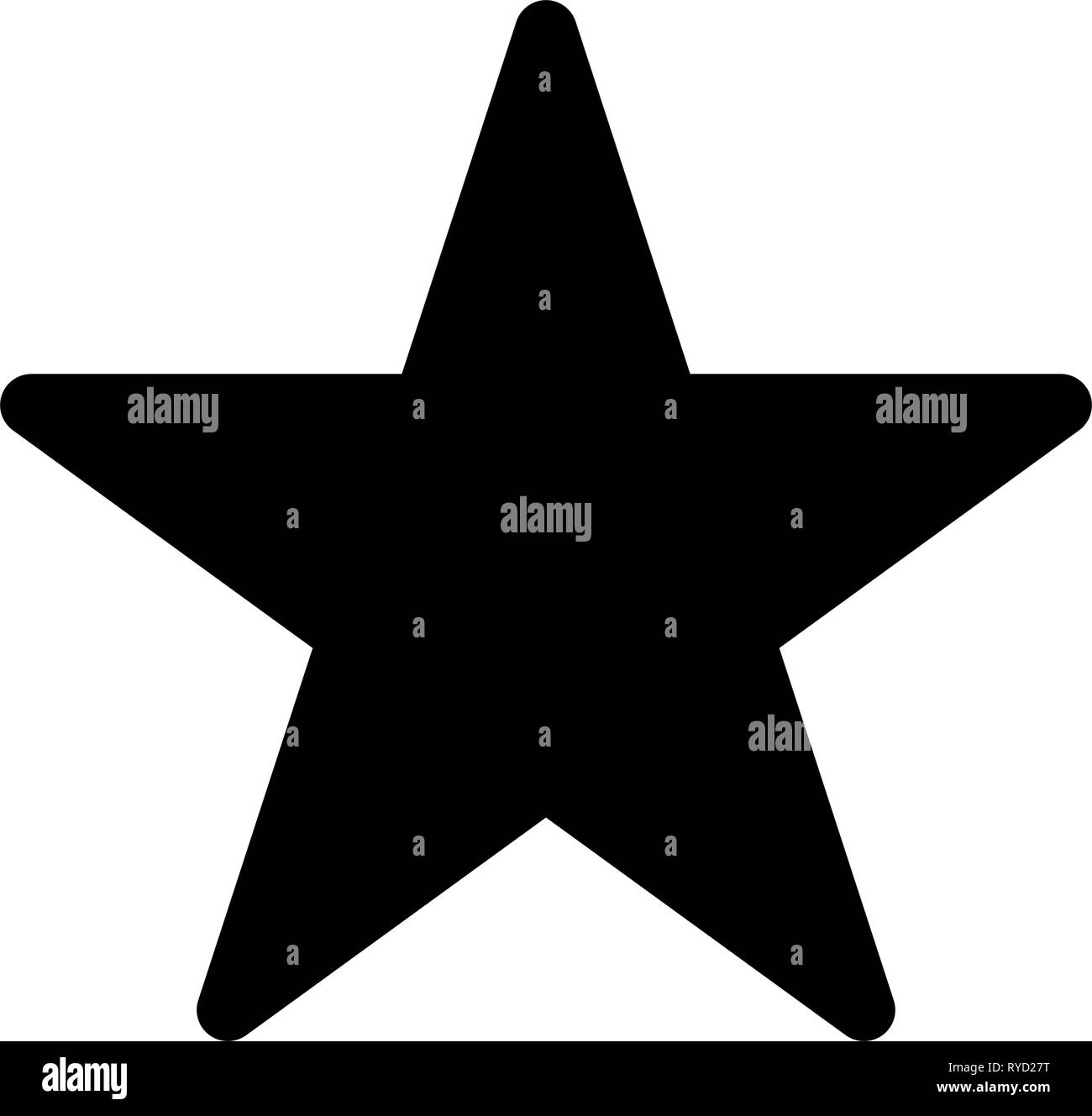 Stern Symbol - Schwarz einfach, 5 Spitzen abgerundet, isoliert - Vector Illustration Stock Vektor