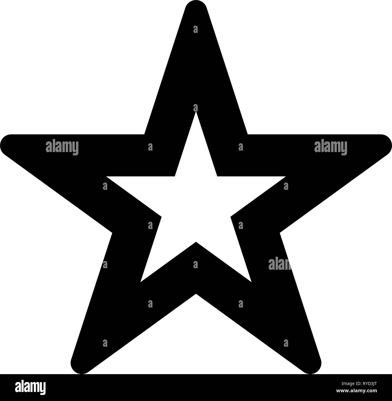 Stern Symbol Schwarz einfach Hohl, 5 Spitzen abgerundet, isoliert