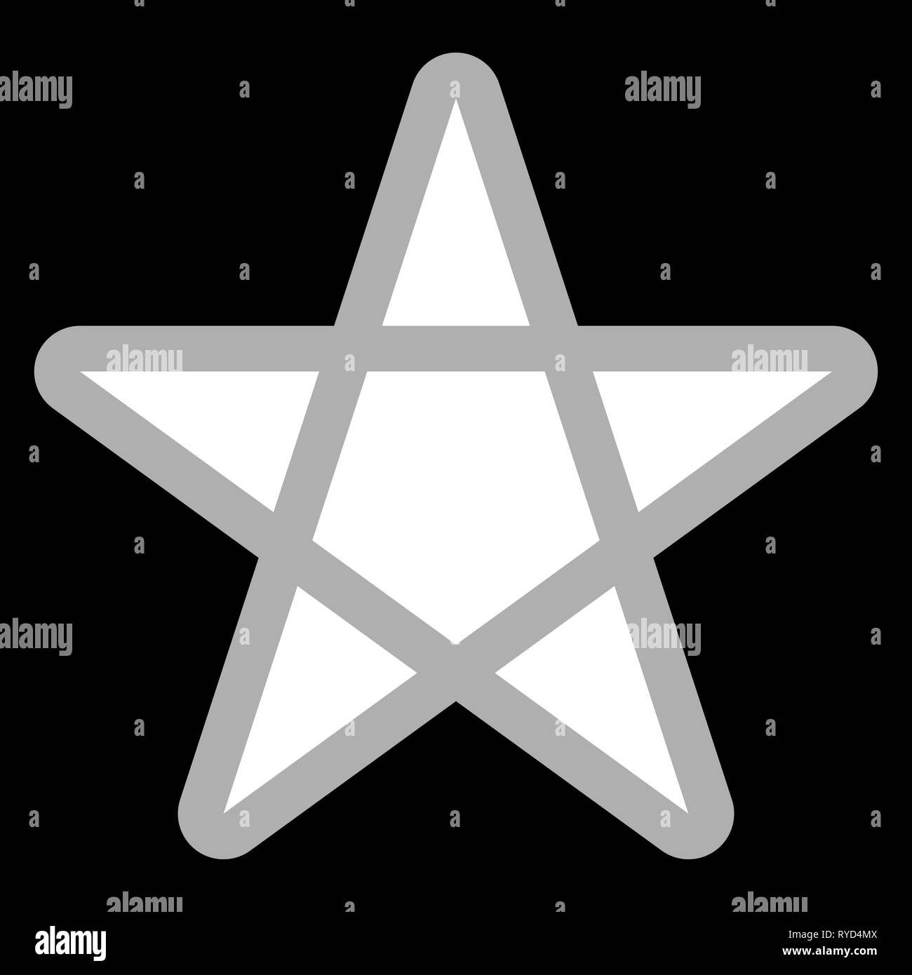 Stern Symbol - weiß einfach mit Umrisse, 5 Spitzen abgerundet, isoliert - Vector Illustration Stock Vektor