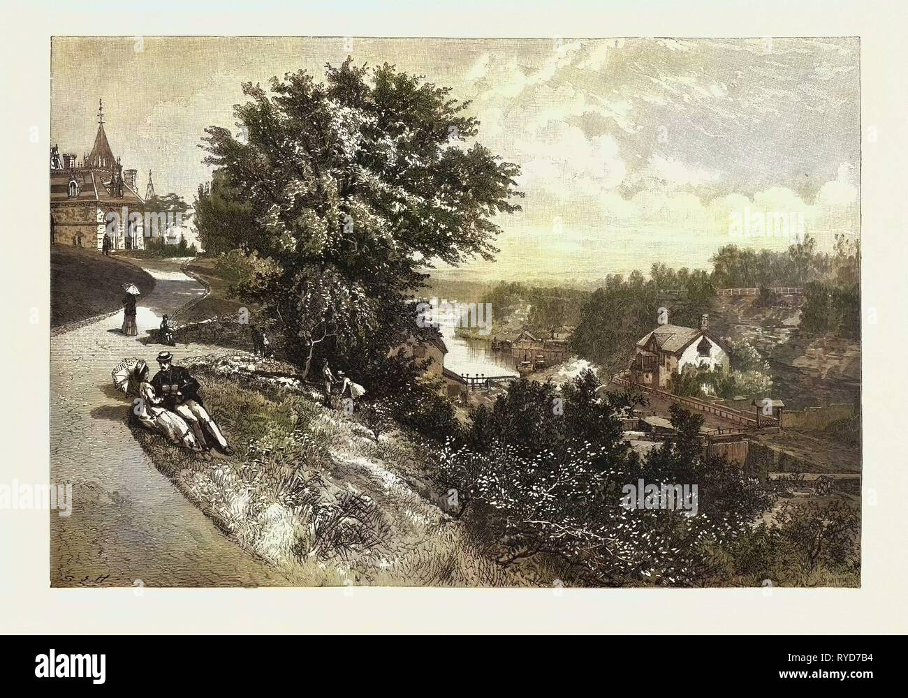 Ottawa, Mund der Rideau Canal, vom Parliament Hill, Kanada, 19. Jahrhundert Gravur Stockfoto