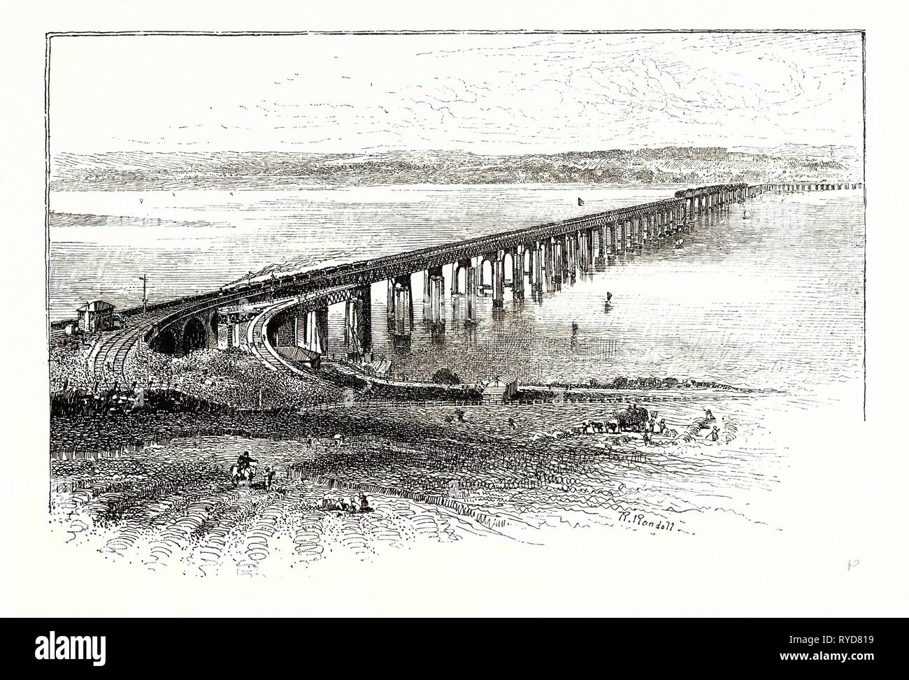 Die neue Tay Viadukt, aus dem Süden, England. Die Firth-of-Tay (Schottisch-gälisch: Linne Tatha) ist ein Firth in Schottland zwischen Rat Bereiche von Fife, Perth und Kinross, die Stadt Dundee und Angus, Schottland, in die der größte Fluss in Bezug auf die Strömung, den Fluss Tay Leergut Stockfoto