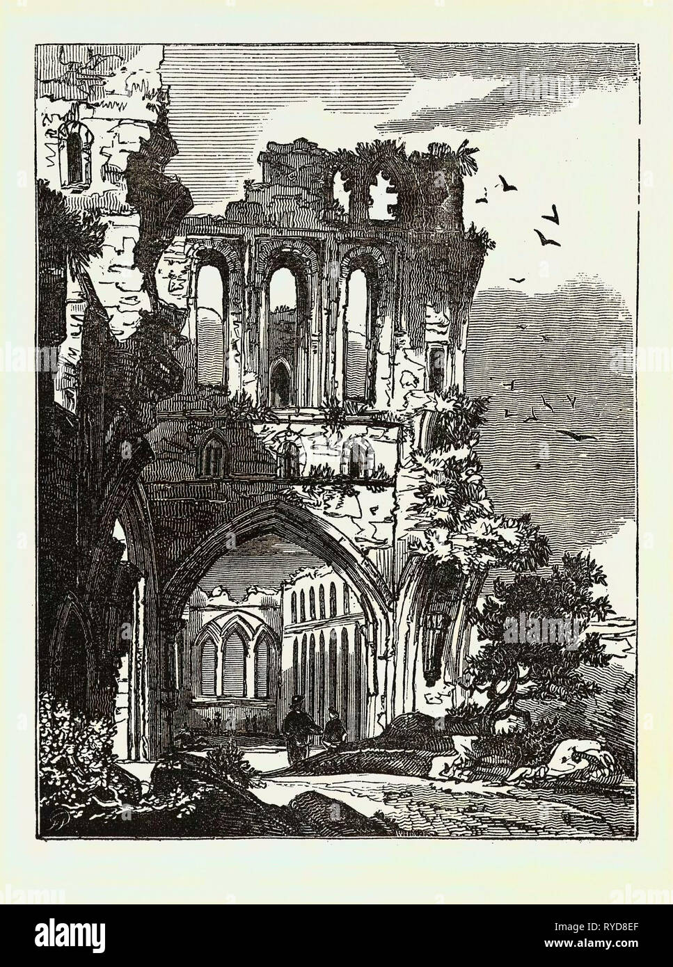 Ruinen von Llanthony Abtei, Großbritannien, Großbritannien, England, Europa, Großbritannien, Großbritannien, europäischen Stockfoto