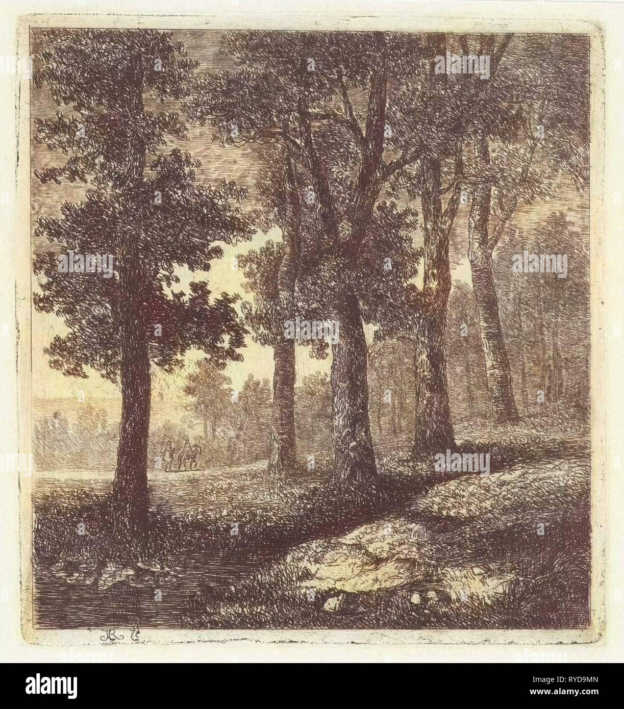 Blick auf einen Wald, Hermanus Jan Hendrik van Rijkelijkhuysen, 1823-1883 Stockfoto