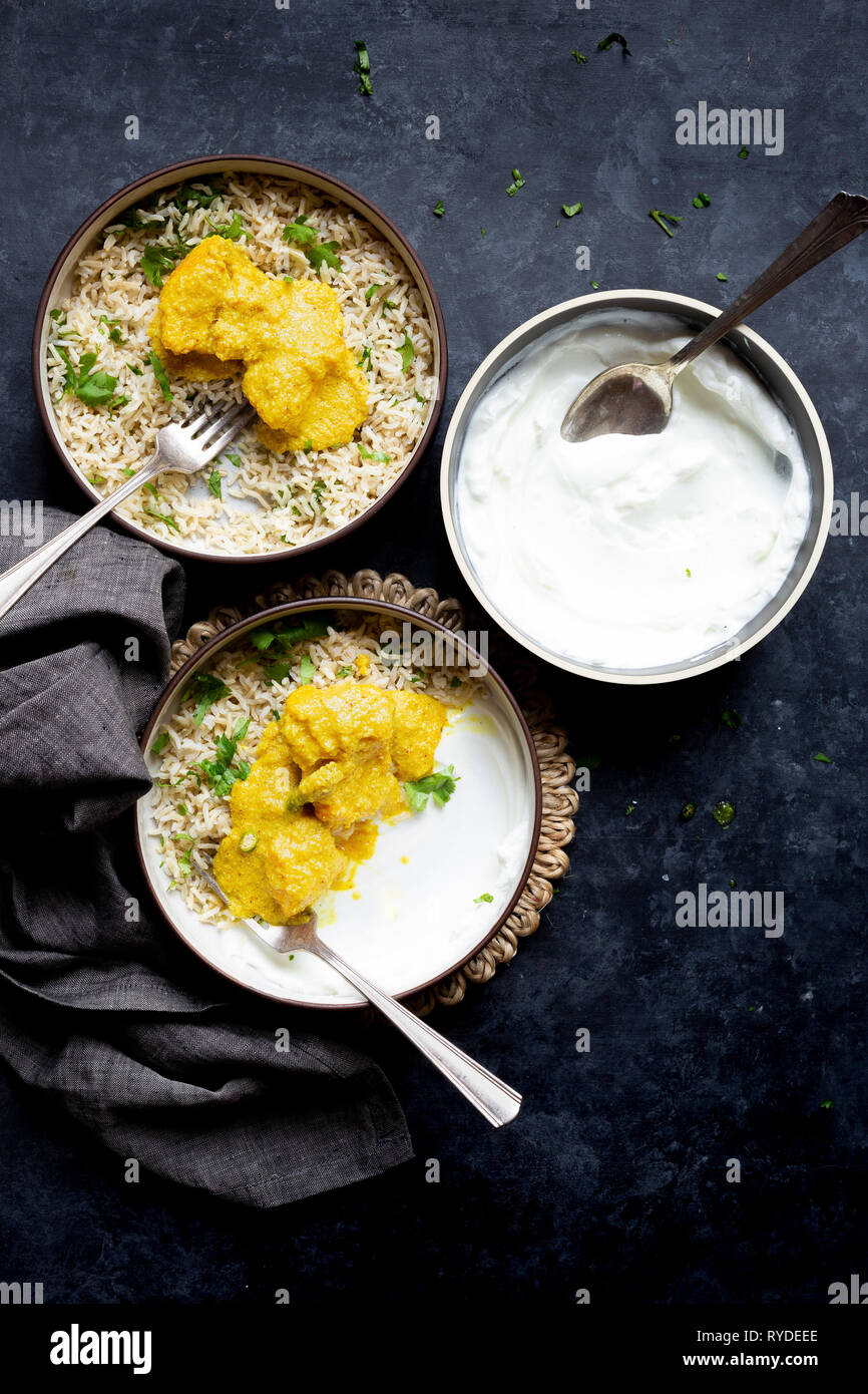 Fisch Curry mit Kokos und Senf. Stockfoto