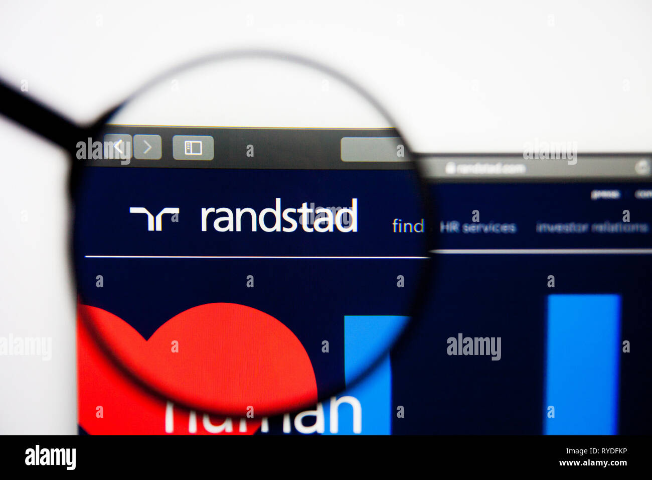 Los Angeles, Kalifornien, USA - 28. Februar 2019: Randstad Holding Website Homepage. Randstad Holding Logo sichtbar auf dem Display, Illustrative Stockfoto