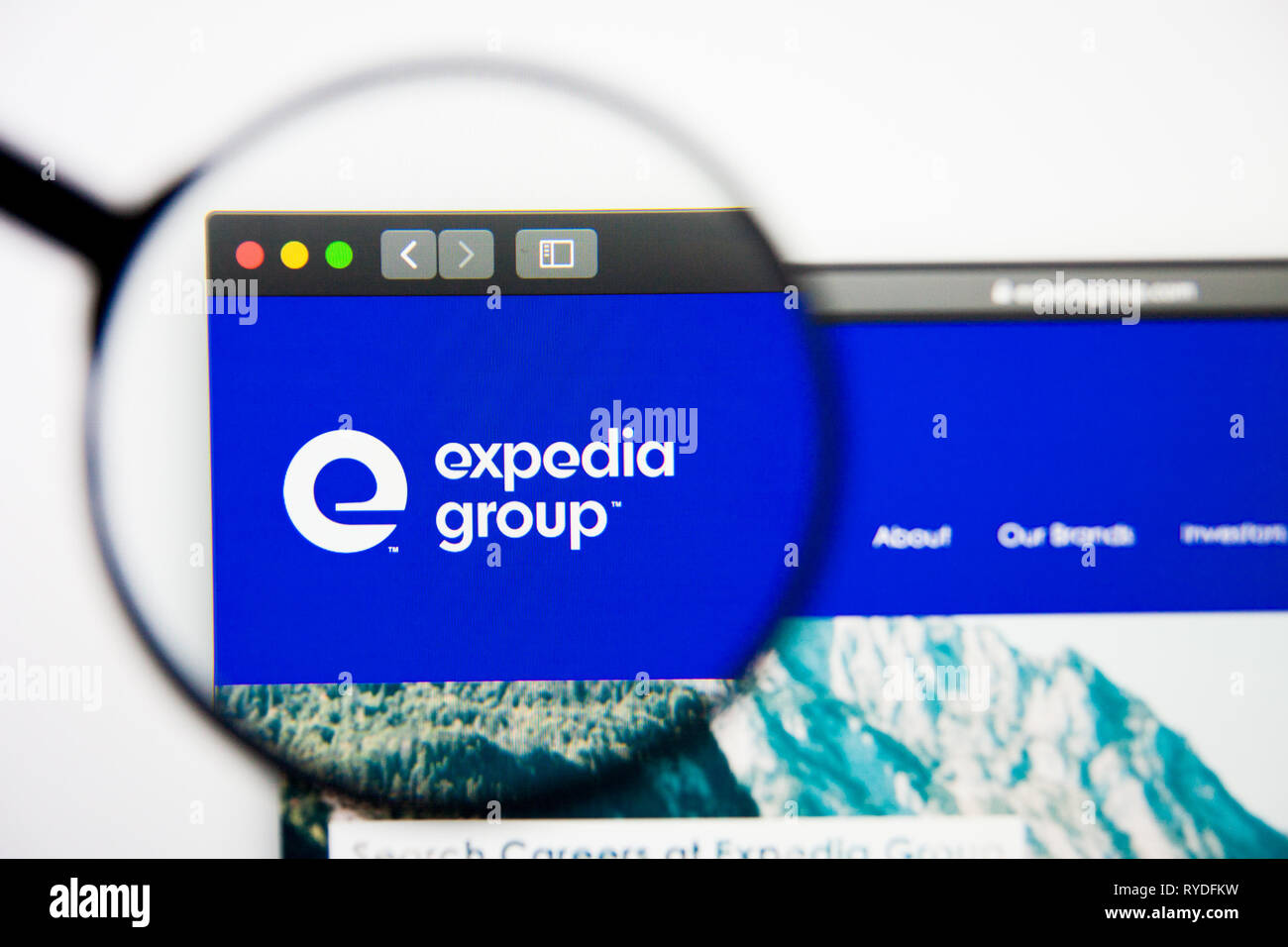 Los Angeles, Kalifornien, USA - 28. Februar 2019: Expedia Group Website Homepage. Expedia Gruppe Logo sichtbar auf dem Display, Illustrative Editorial Stockfoto