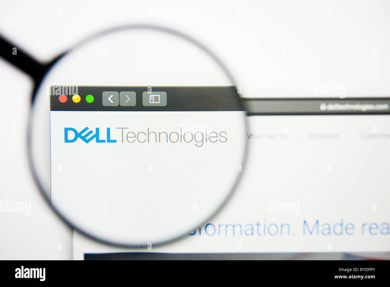 Los Angeles, Kalifornien, USA - 5. März 2019: Dell Technologien Homepage. Dell Technologien Logo sichtbar auf dem Display, Illustrative Stockfoto