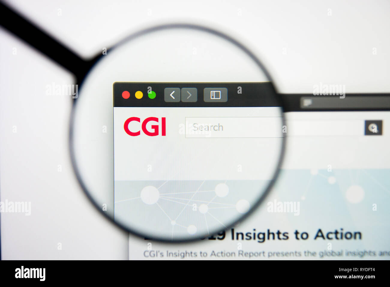 Los Angeles, Kalifornien, USA - 5. März 2019: CGI Group Website Homepage. CGI Group Logo sichtbar auf dem Display, Illustrative Editorial Stockfoto