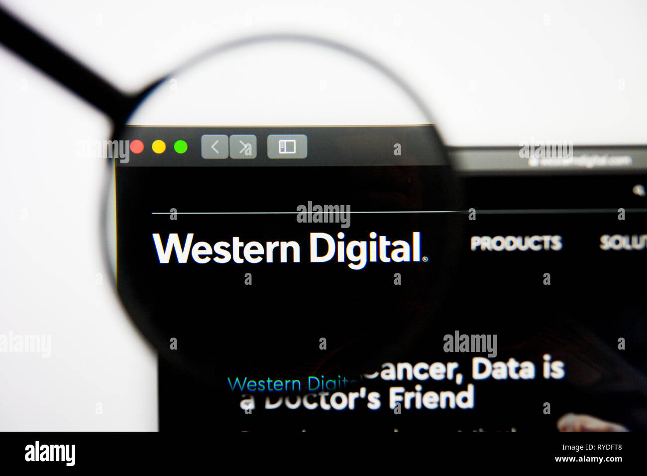 Los Angeles, Kalifornien, USA - 5. März 2019: Western Digital Website Homepage. WD-Logo sichtbar auf dem Display, Illustrative Editorial Stockfoto