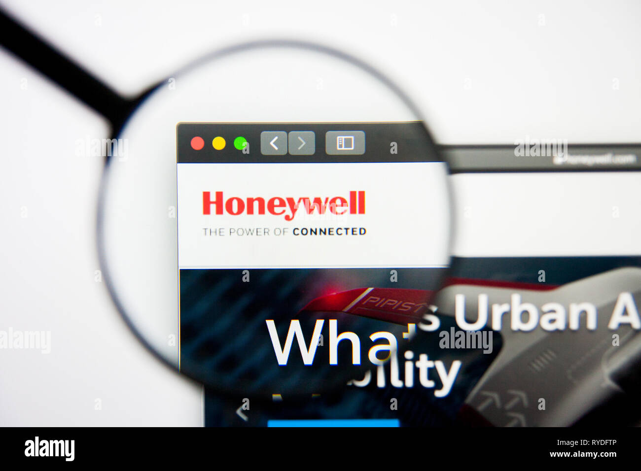 Los Angeles, Kalifornien, USA - 5. März 2019: Honeywell International Website Homepage. Honeywell International Logo sichtbar auf dem Display Stockfoto