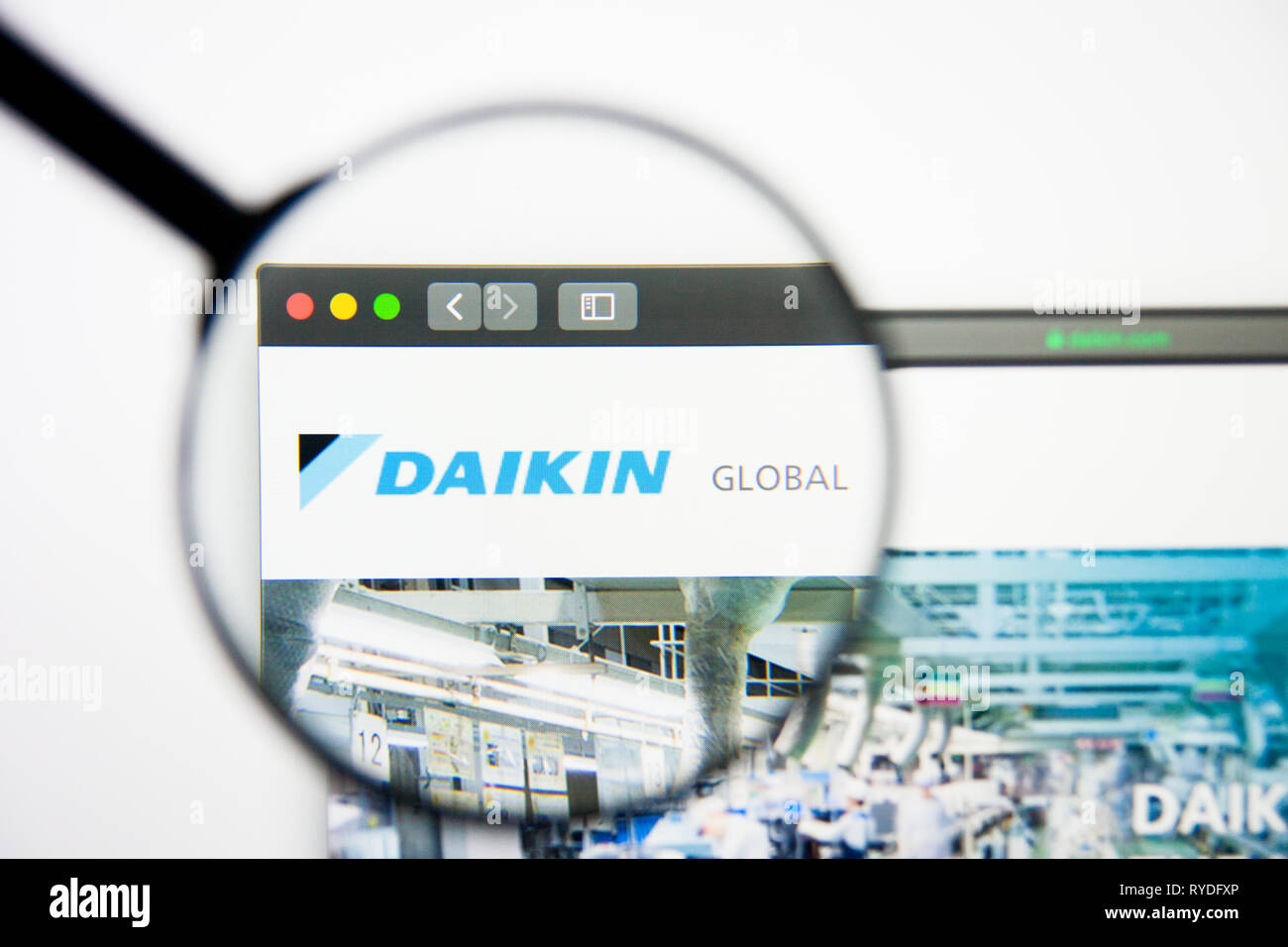 Los Angeles, Kalifornien, USA - 5. März 2019: Daikin Industries Homepage. Daikin Industries Logo sichtbar auf dem Display, Illustrative Stockfoto