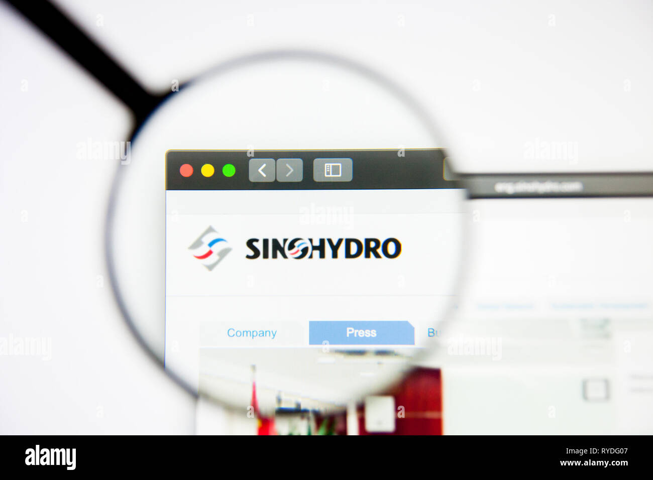 Los Angeles, Kalifornien, USA - 5. März 2019: sinohydro Group Website Homepage. Sinohydro Gruppe Logo sichtbar auf dem Display, Illustrative Editorial Stockfoto