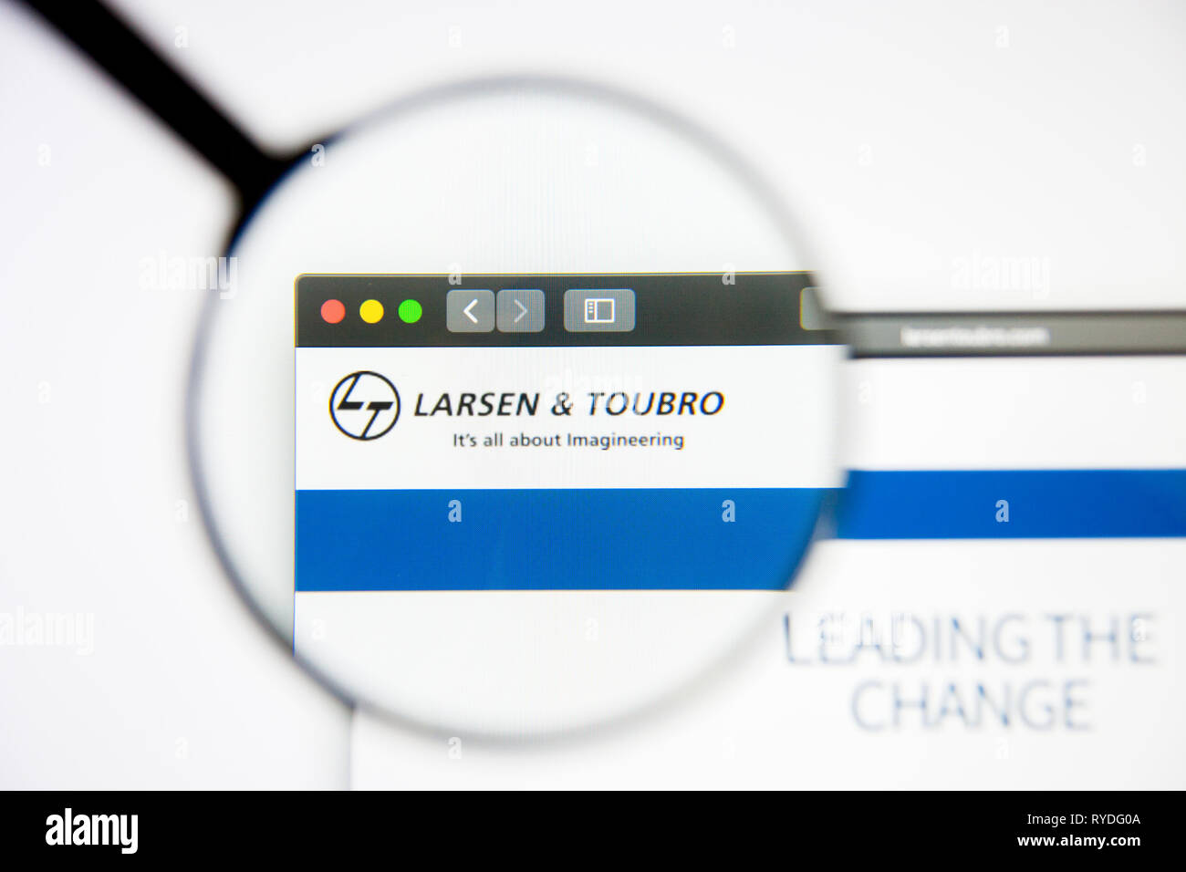 Los Angeles, Kalifornien, USA - 5. März 2019: Larsen und Toubro Homepage. Larsen und Toubro Logo sichtbar auf dem Display, Illustrative Stockfoto