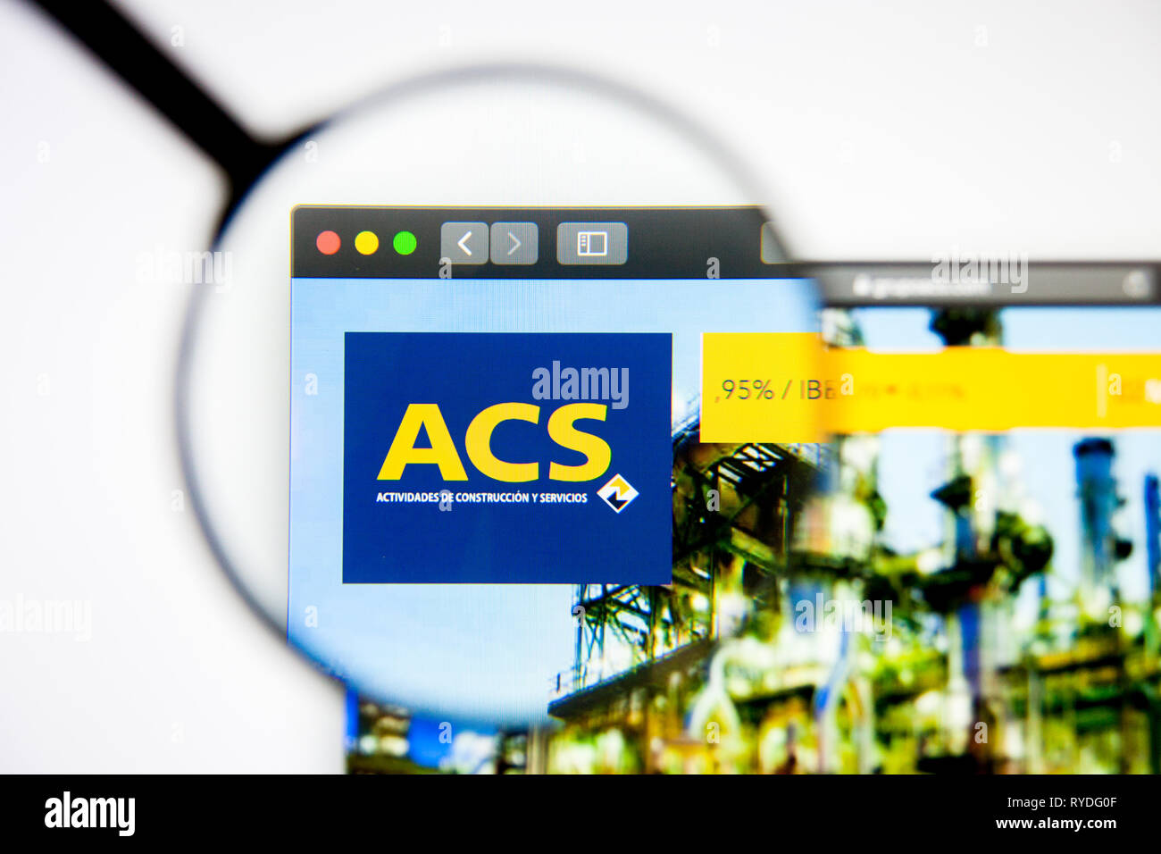 Los Angeles, Kalifornien, USA - 5. März 2019: Grupo ACS-Homepage. Grupo ACS Logo sichtbar auf dem Display, Illustrative Editorial Stockfoto