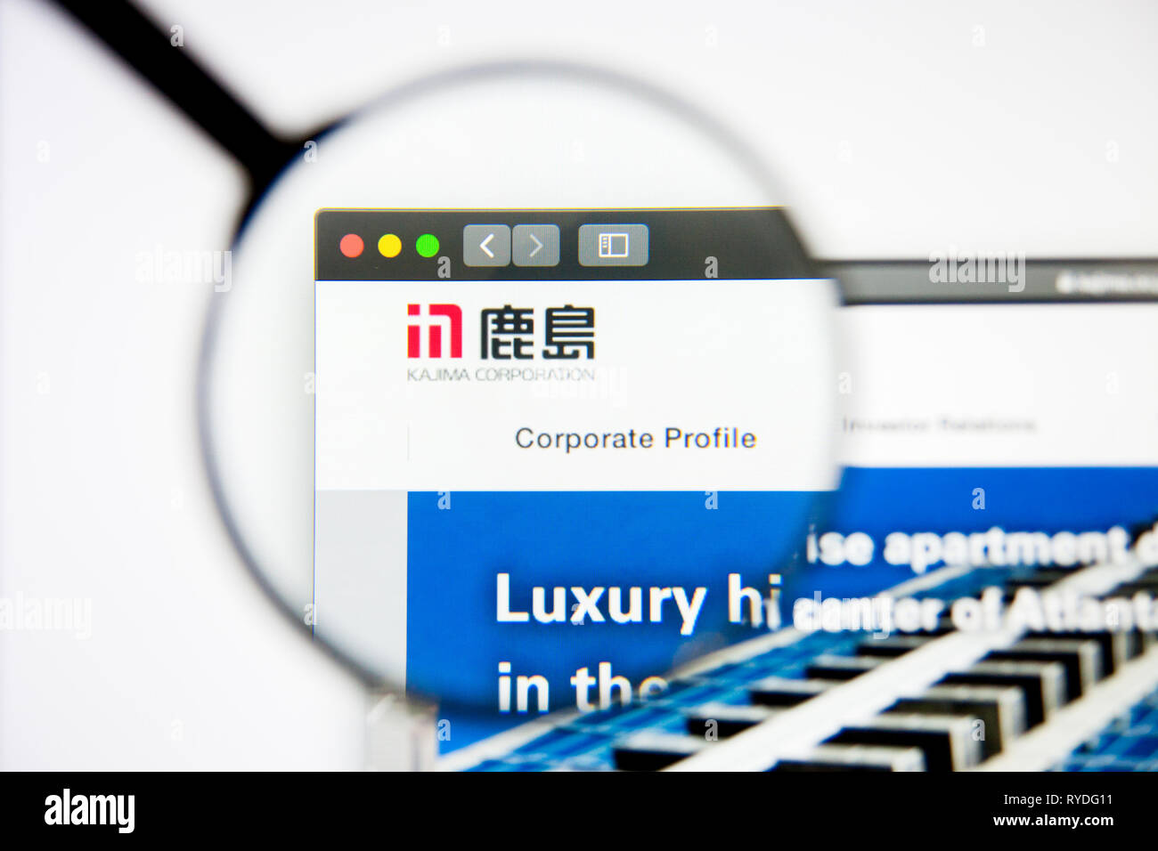 Los Angeles, Kalifornien, USA - 5. März 2019: Kajima Homepage. Kajima Logo sichtbar auf dem Display, Illustrative Editorial Stockfoto