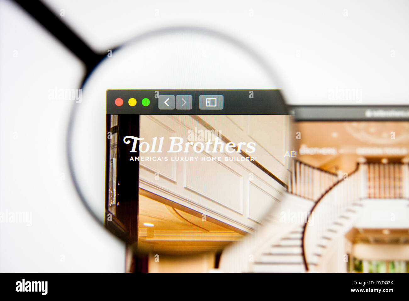 Los Angeles, Kalifornien, USA - 5. März 2019: Toll Brothers Homepage. Toll Brothers Logo sichtbar auf dem Display, Illustrative Editorial Stockfoto