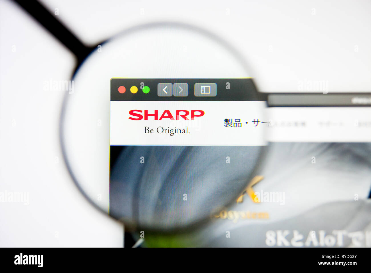 Los Angeles, Kalifornien, USA - 5. März 2019: Sharp Homepage. Scharfe Logo sichtbar auf dem Display, Illustrative Editorial Stockfoto