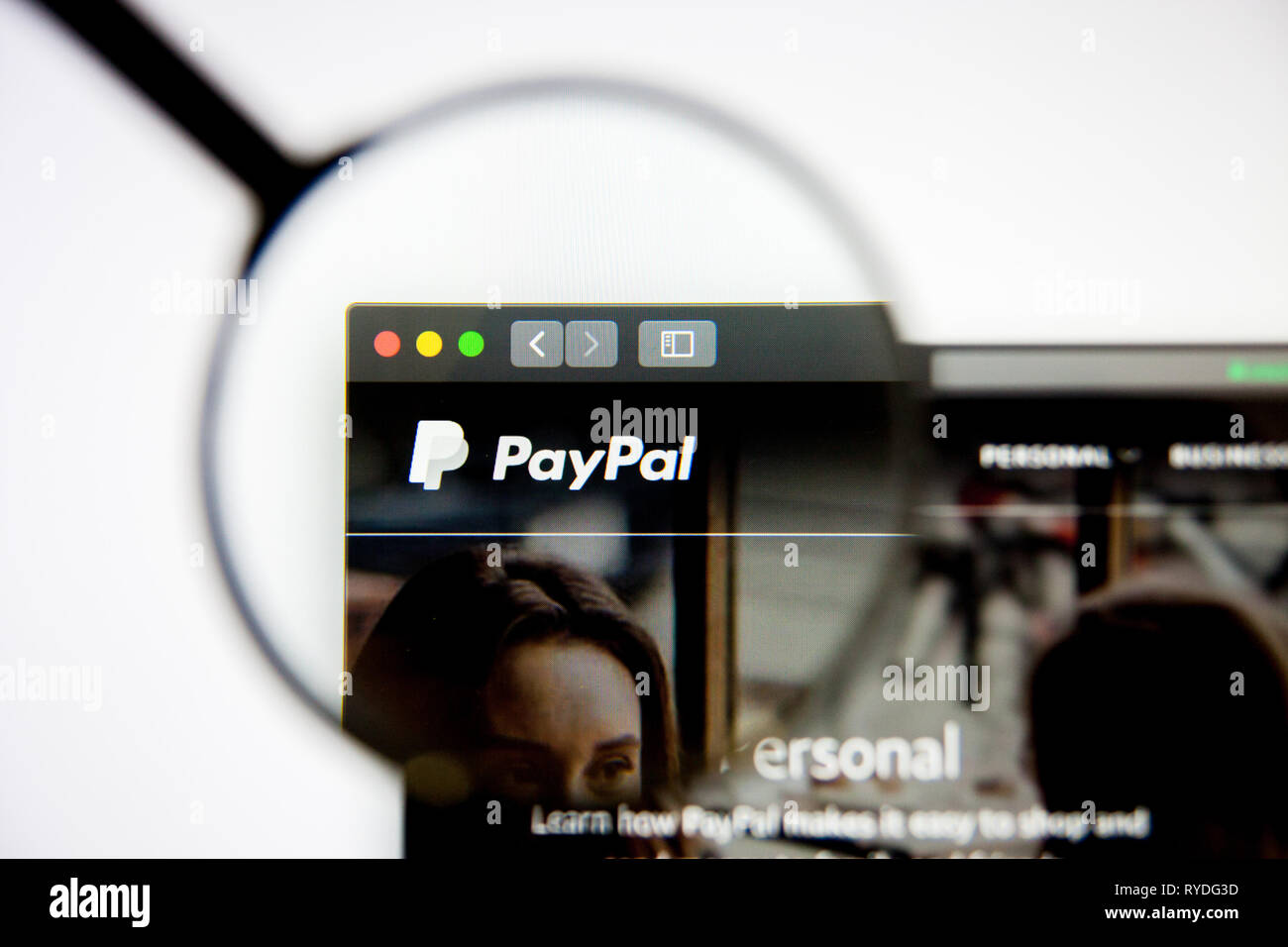 Los Angeles, Kalifornien, USA - 5. März 2019: PayPal Website Homepage. PayPal Logo sichtbar auf dem Display, Illustrative Editorial Stockfoto