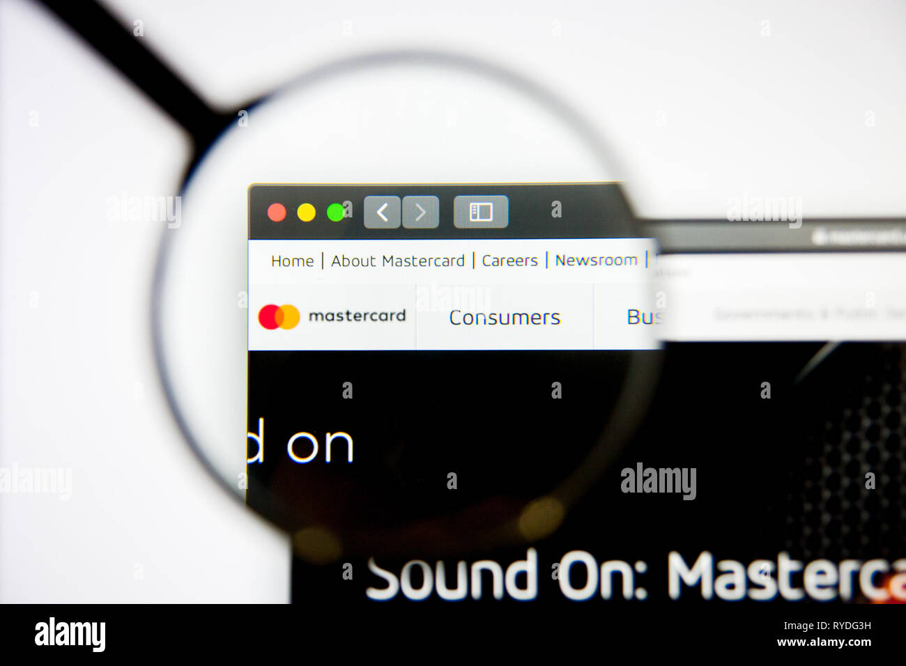 Los Angeles, Kalifornien, USA - 5. März 2019: Mastercard Website Homepage. Mastercard Logo sichtbar auf dem Display, Illustrative Editorial Stockfoto