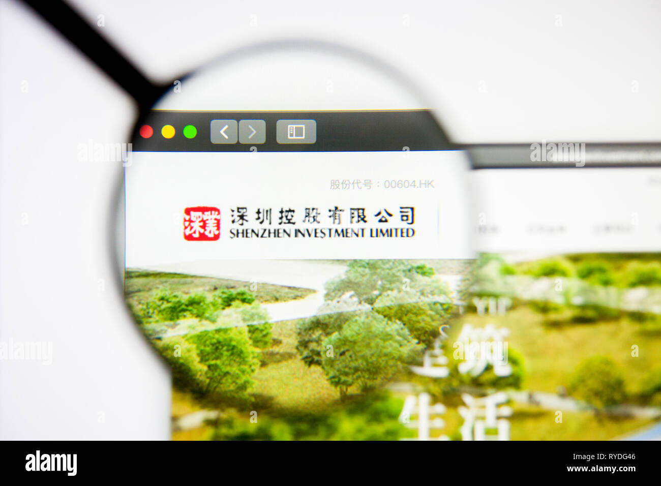 Los Angeles, Kalifornien, USA - 5. März 2019: Shenzhen Investment Website Homepage. Shenzhen Investment Logo sichtbar auf dem Display, Illustrative Stockfoto