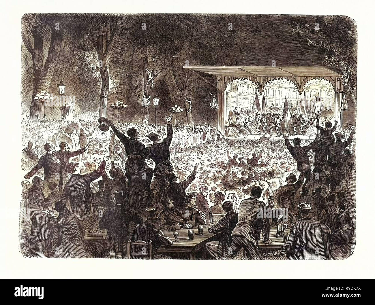 Deutsch-französischen Krieg: Die Marseillaise in einem öffentlichen Garten in Paris, Frankreich Stockfoto