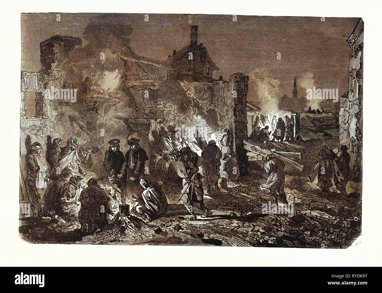 Deutsch-französischen Krieg: Biwak der französischen Truppen in der Nacht des 1. und 2. Dezember in Champigny, Frankreich Stockfoto