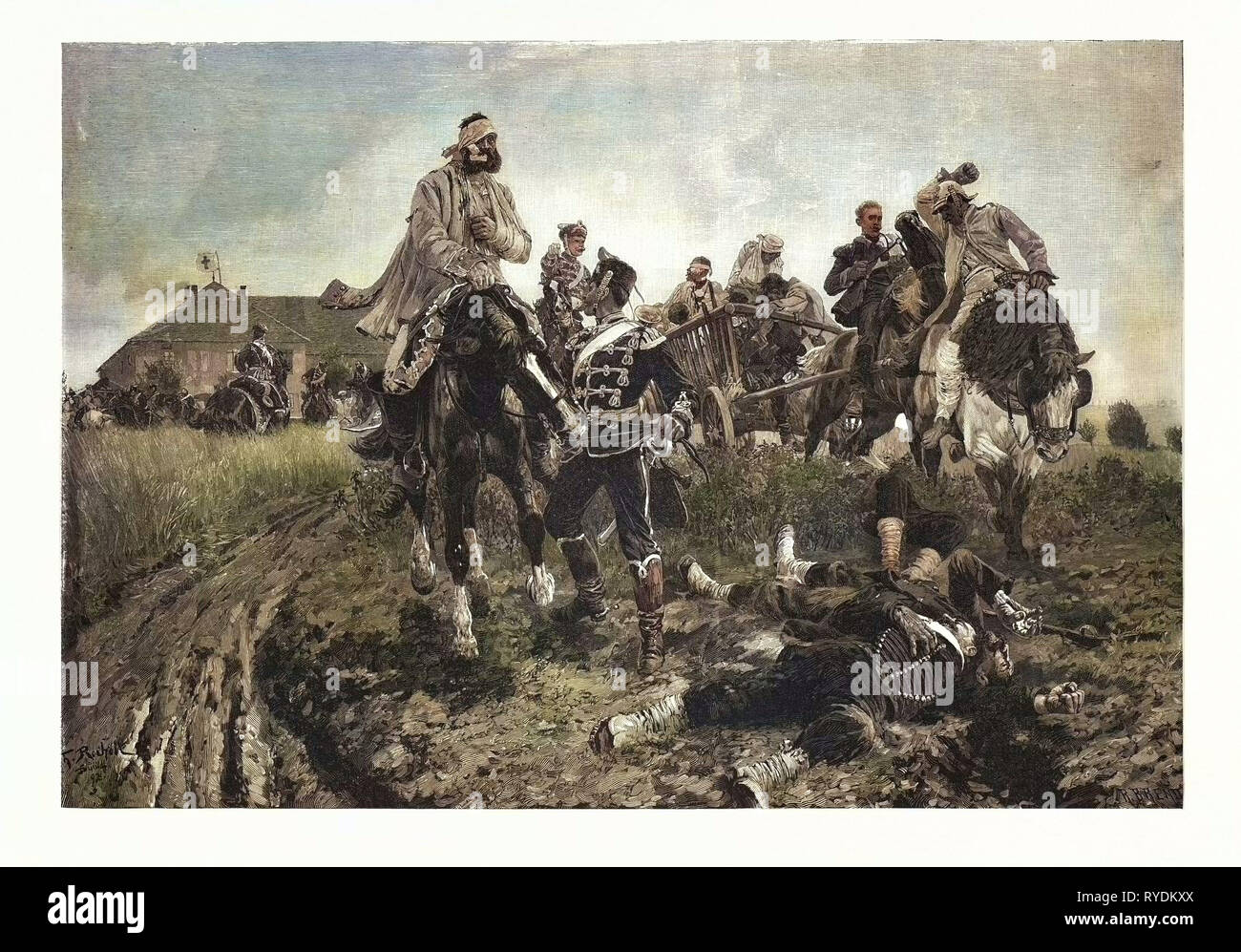 Deutsch-französischen Krieg: eine Zeichenkette, die Husaren. Nach dem Gemälde von Th Rocholl Stockfoto