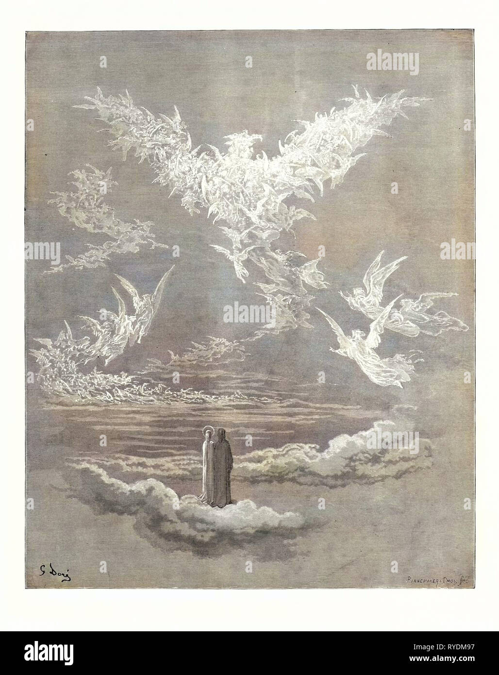 Die Vision der Sechsten Himmel, von Gustave Doré, 1832-1883, Französisch. Gravur für Paradiso von Dante, 1870, Romantik, Farbe, Farbe Gravur Stockfoto