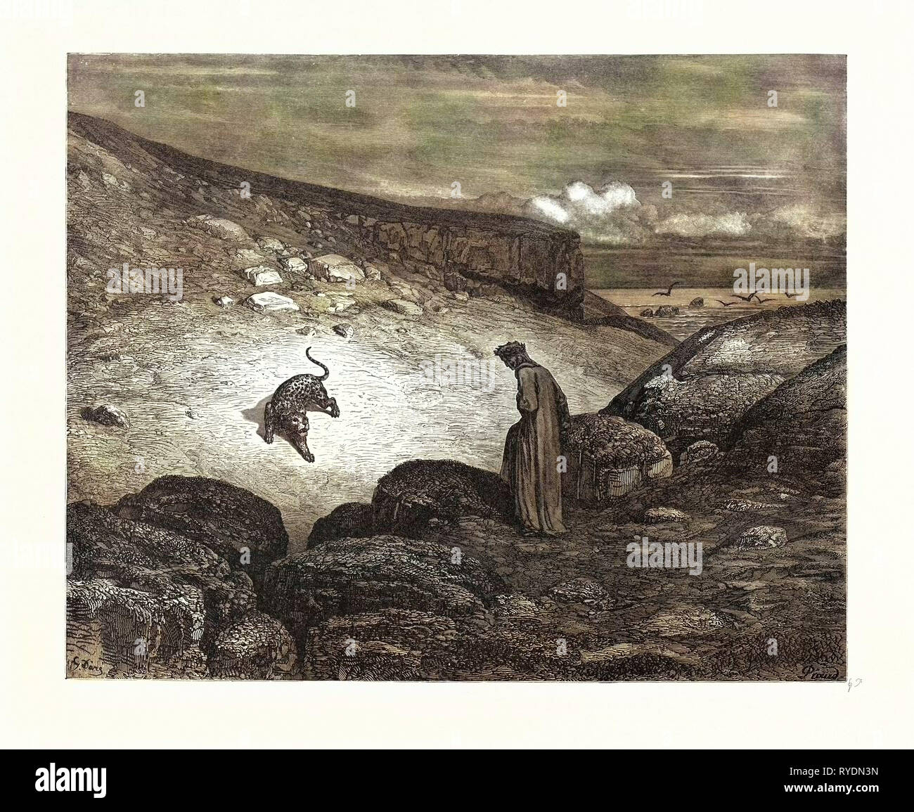 Die Panther in der Wüste, von Gustave Dore, eine Szene aus dem Inferno