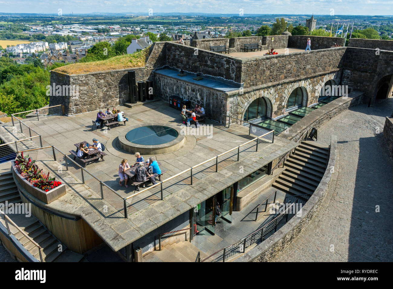 Das Dach des Cafe und der wachstube Platz von der Forework Eingang, Stirling Castle, Stirlingshire, Schottland, UK Stockfoto