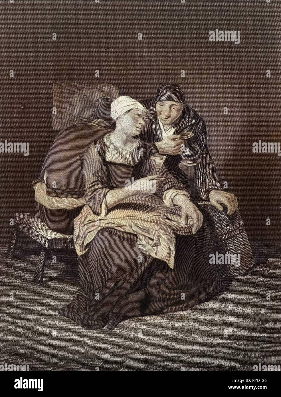 Coulpe, Wein Glas, Kanne, Mann, Frau, Barrel, ein Pub, ein Kunstwerk. 1631-1664, Niederländisch, Niederländisch Golden Age, Haushalt, Liebe, Illustration, Essen und Trinken, Liszt Gourmet Archiv Stockfoto