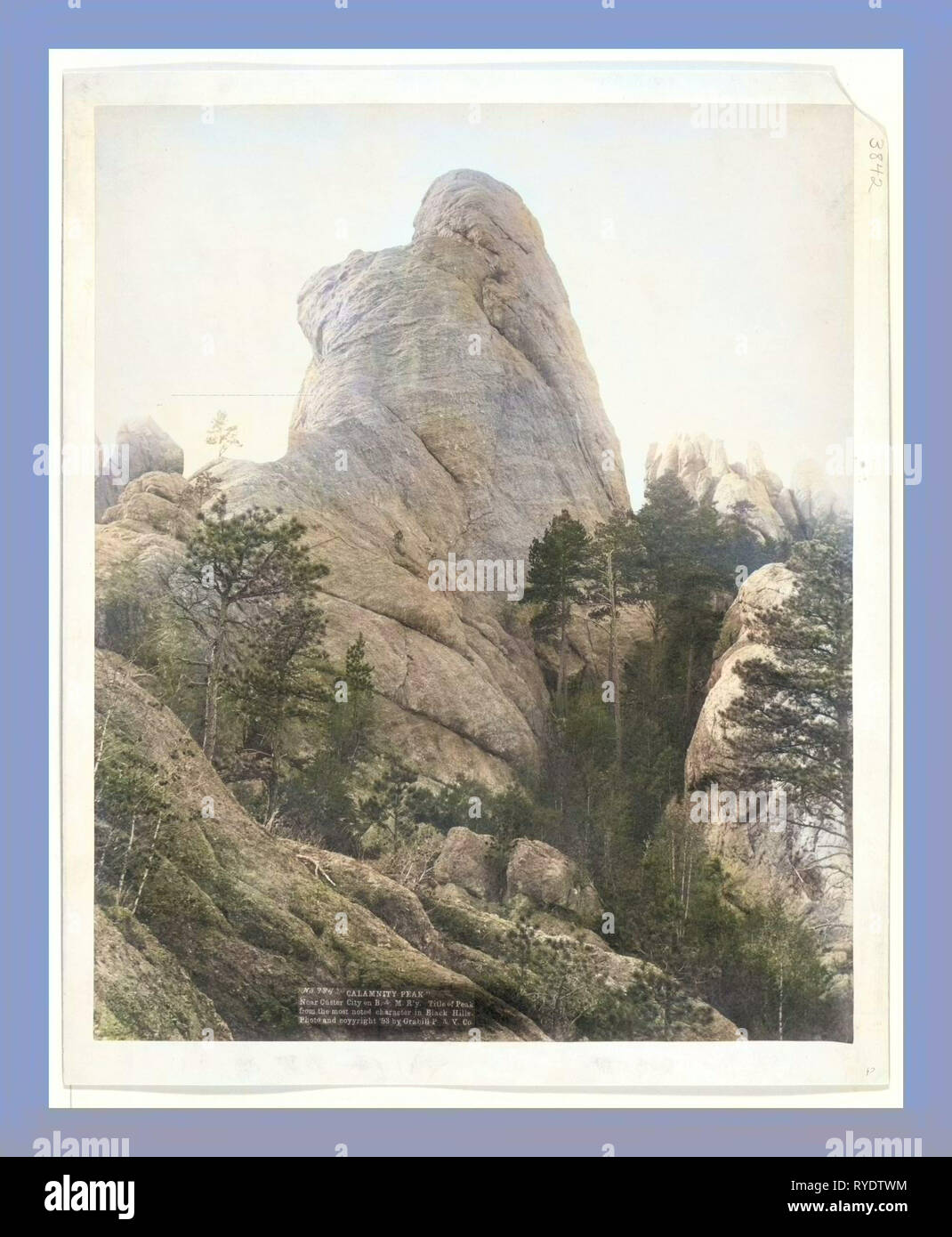 Calamnity, Unglück Peak. In der Nähe von Custer Stadt B. & M. R'Y. Titel des Peak von der bekanntesten Charakter im Black Hills Stockfoto
