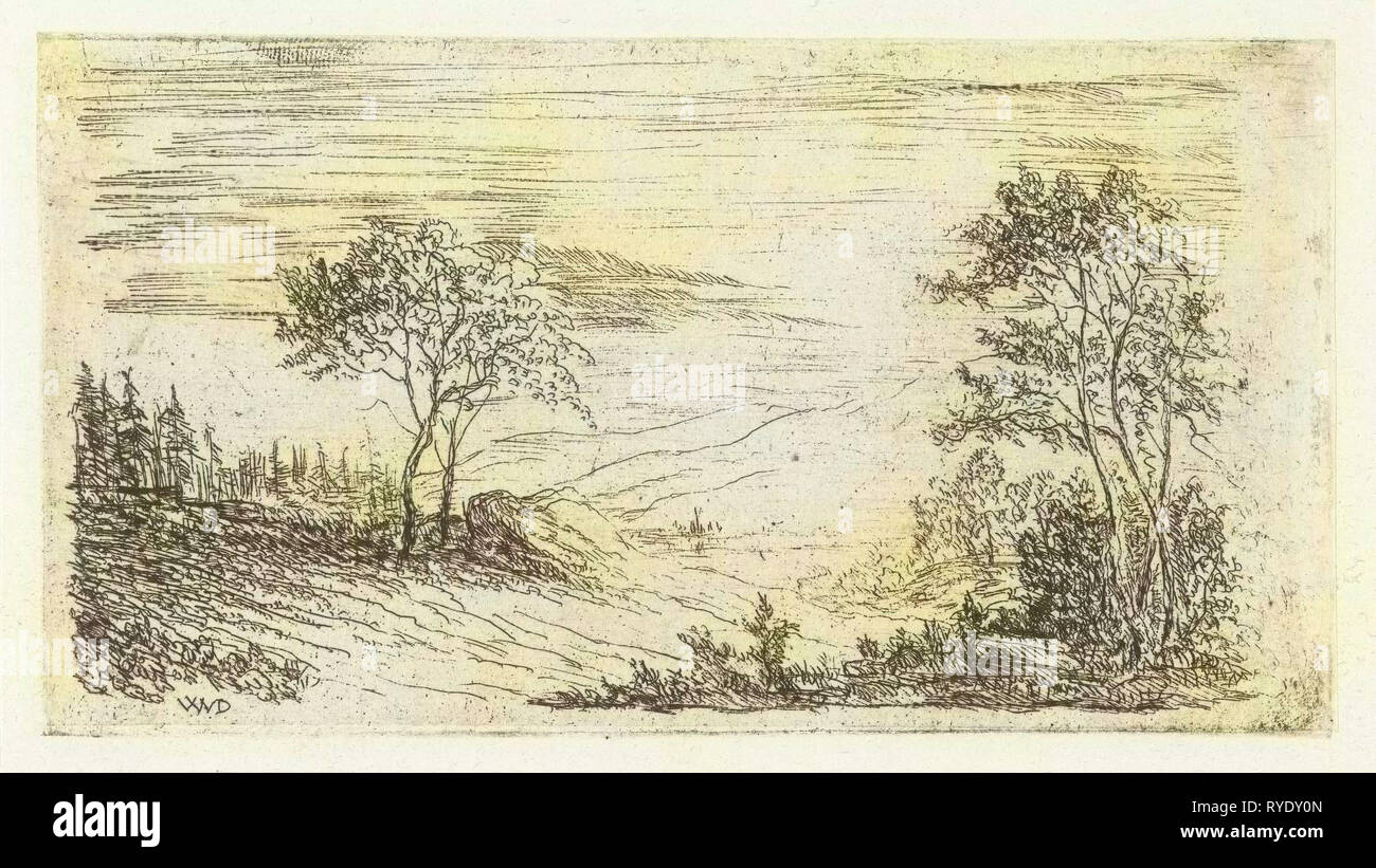 Hügelige Landschaft, Willem Matthias Jan van Dielen, 1815-1867 Stockfoto
