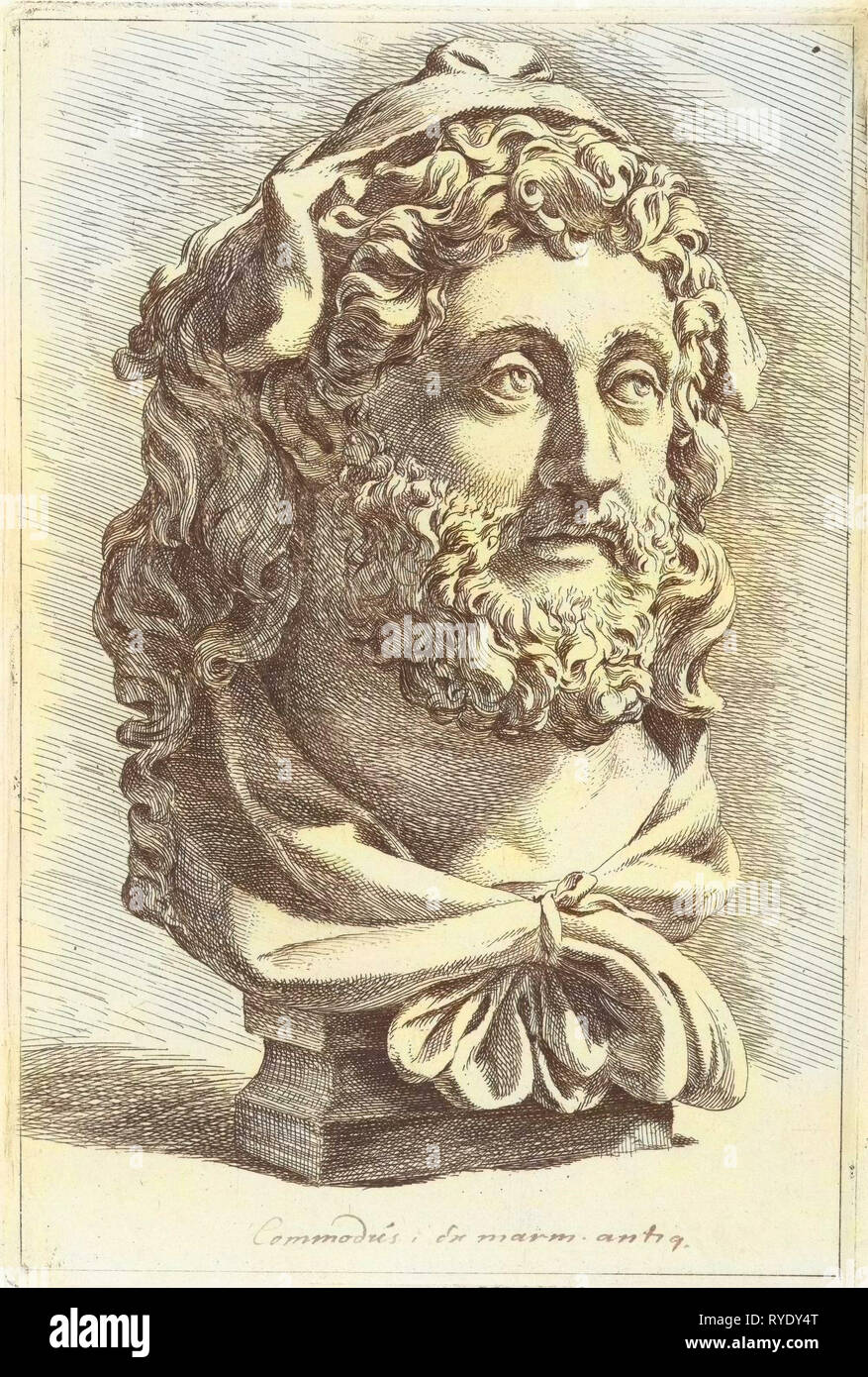 Büste des Kaisers Commodus als Herkules, Jan de Bisschop, 1666-1671 Stockfoto