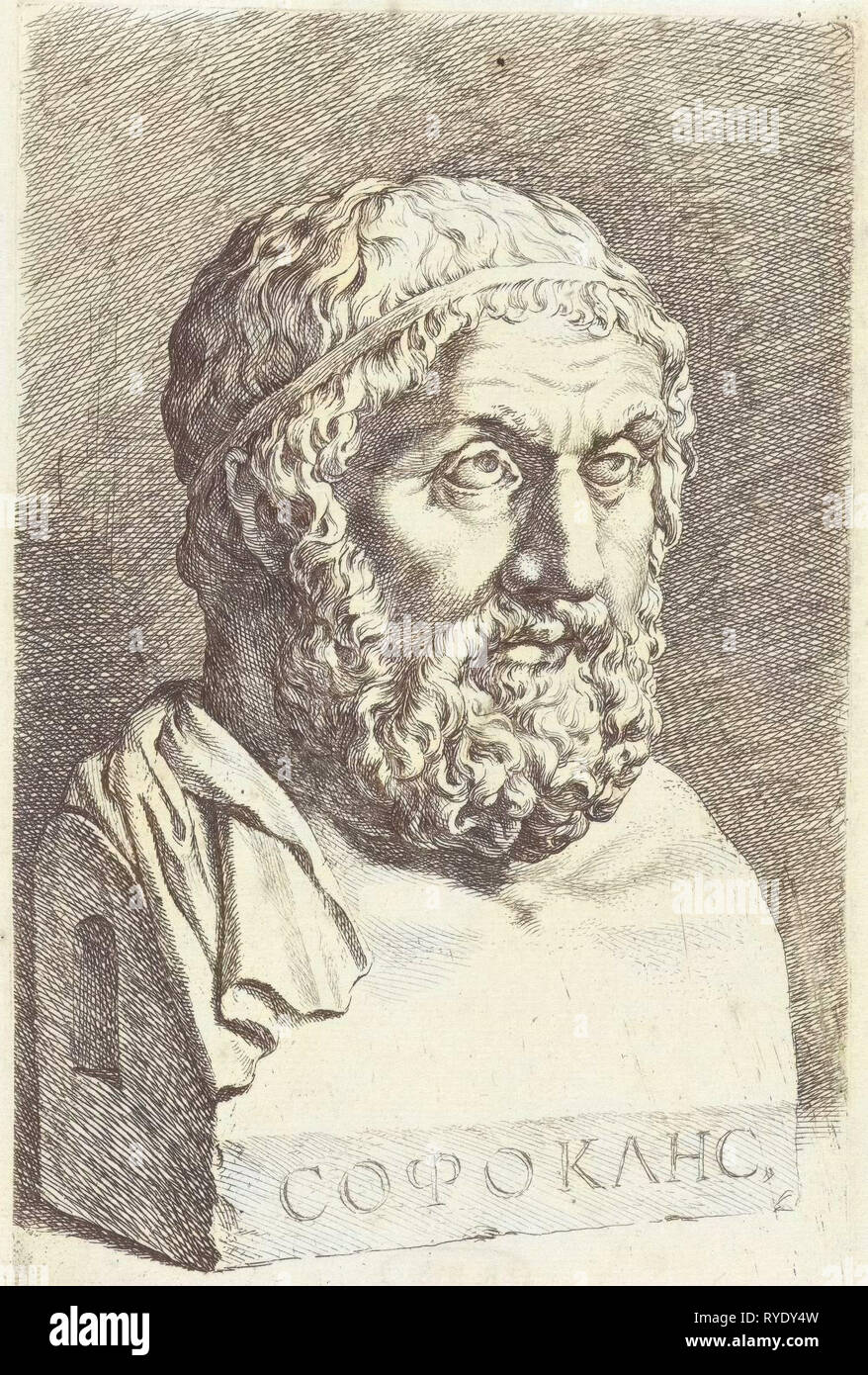 Porträt Büste von Sophokles, Jan de Bisschop, 1666-1671 Stockfoto