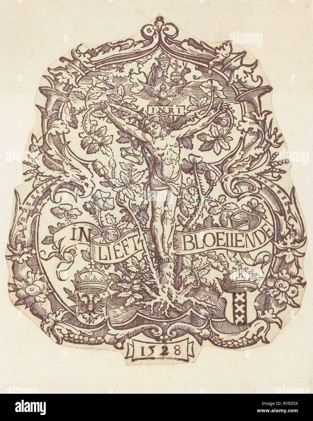 Das Wappen der Amsterdamer Kammer der Rhetorik "The Eglantine', den Niederlanden, Jacob Cornelisz van Oostsanen, 1528 Stockfoto