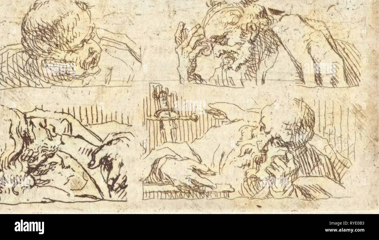 Sechs Studien der Köpfe der Apostel, Cornelis Schut (I), 1618-1655 Stockfoto