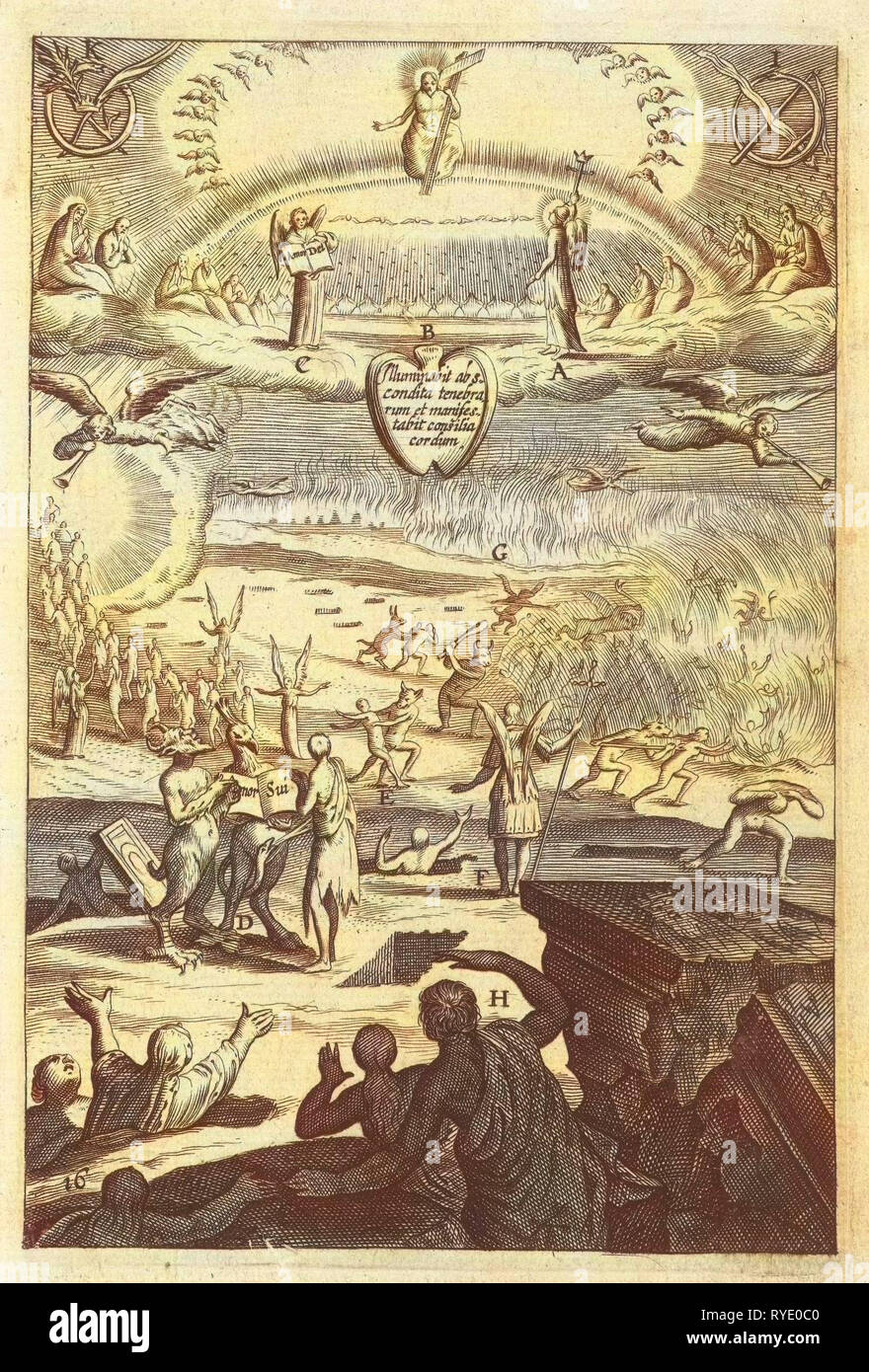 Emblem mit dem abschließenden Urteil für die Betrachtung des Lebens in der Tugend oder Sünde, Boëtius Adamsz. Bolswert, Anonym, Hendrik Aertssens, 1620 - 1623 Stockfoto