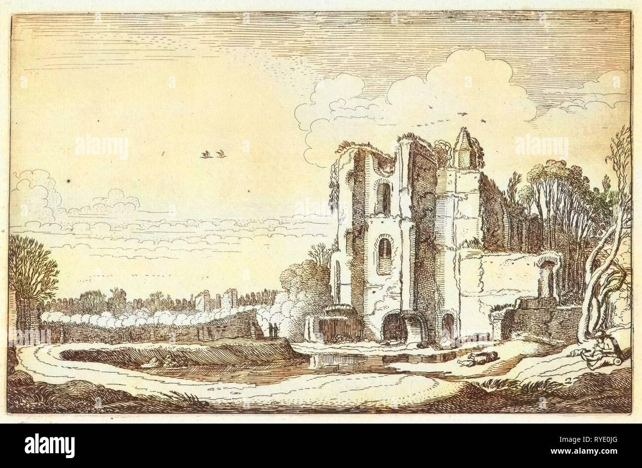 Ruine der Burg Brederode, Jan van de Velde (II), 1616 Stockfoto