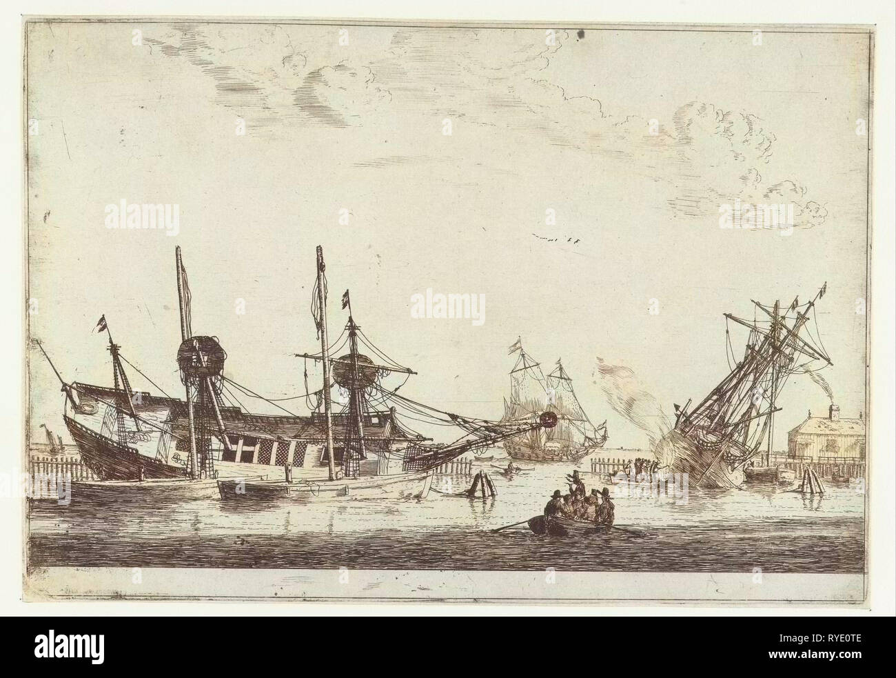 Zwei gekielt Segelboote, Reinier Nooms, 1650-1664 Stockfoto