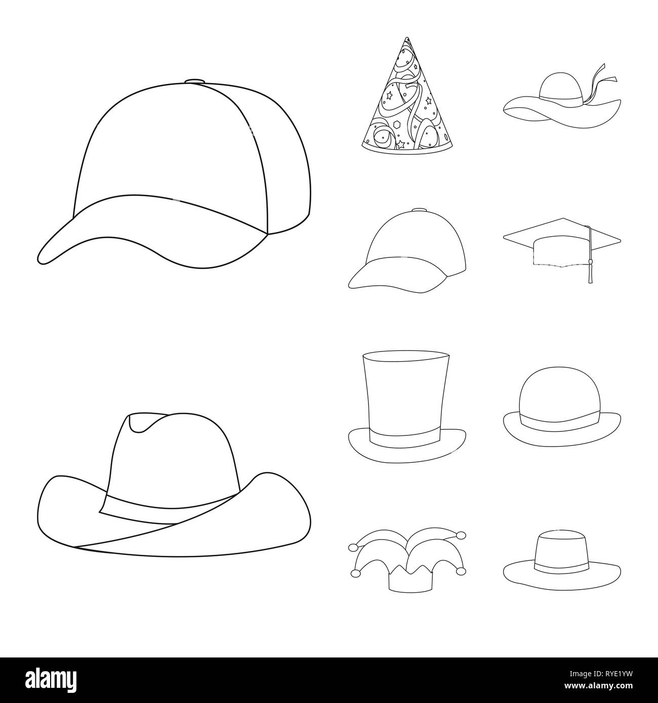 Vektor Design von Kopfbedeckungen und napper Logo. Sammlung von Kopfbedeckungen und Helm vektor Illustration. Stock Vektor