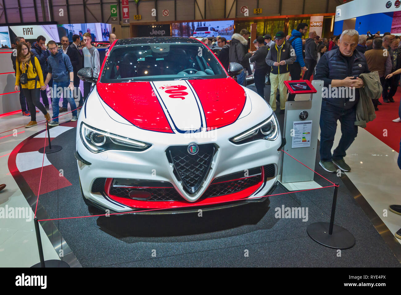 Genf/Schweiz - 9. März 2019: Genfer Autosalon, Alfa Romeo Racing Guilia Stockfoto