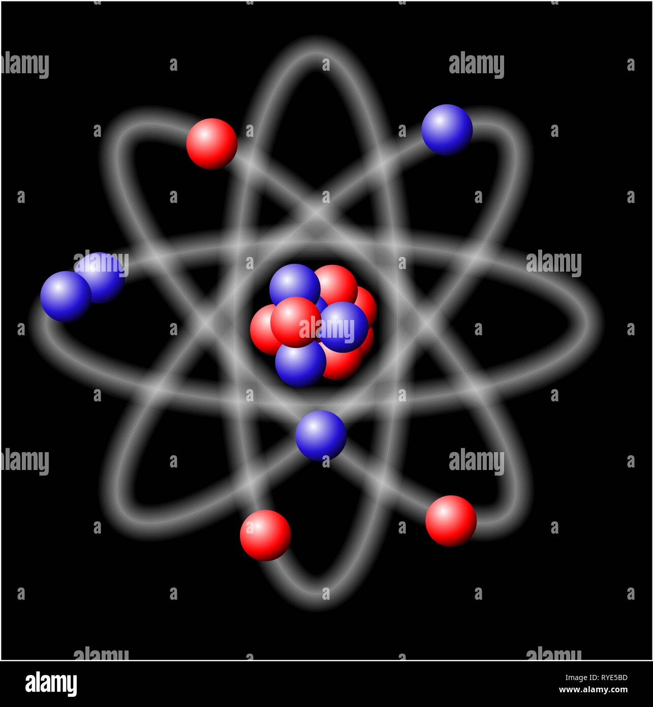 Atom-Vector Illustration auf schwarzem Hintergrund Stock Vektor