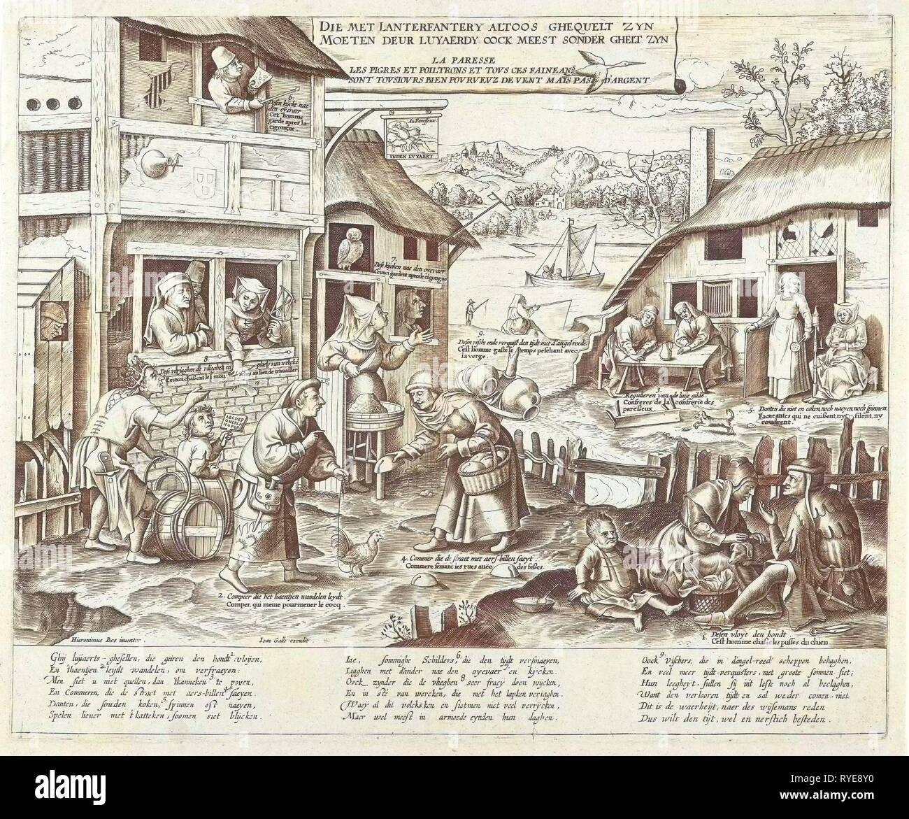 Faultiere, Frans Huys, Cornelis Massijs, Joannes Galle, 1546-1562 Stockfoto